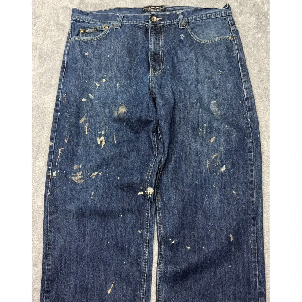 Ecko Untld Wide Leg Jeans Mens 38x31 Blue Baggy Y2K Distressed Denim Skater 90s
